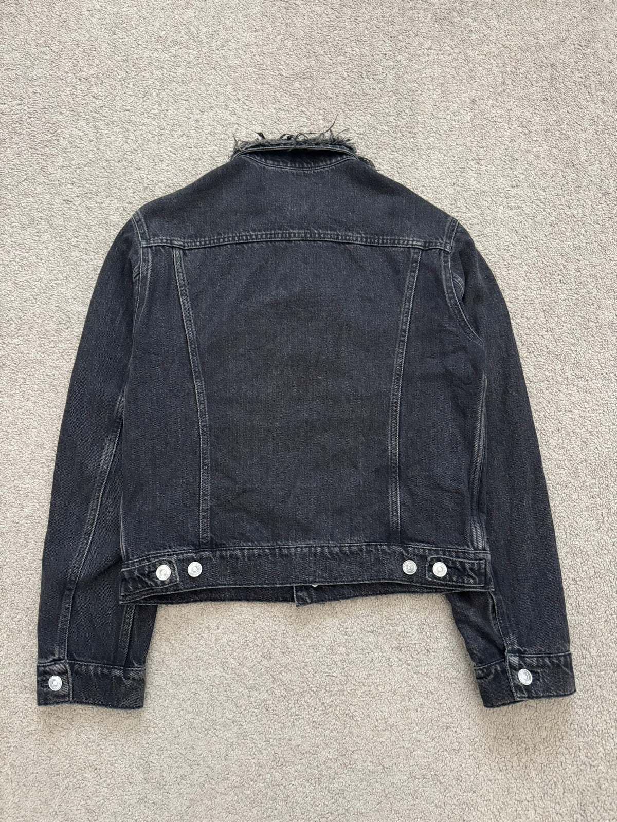 FW17 Balenciaga by Demna Distressed Collar Cropped Denim Jacket