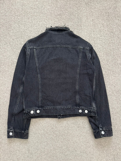FW17 Balenciaga by Demna Distressed Collar Cropped Denim Jacket