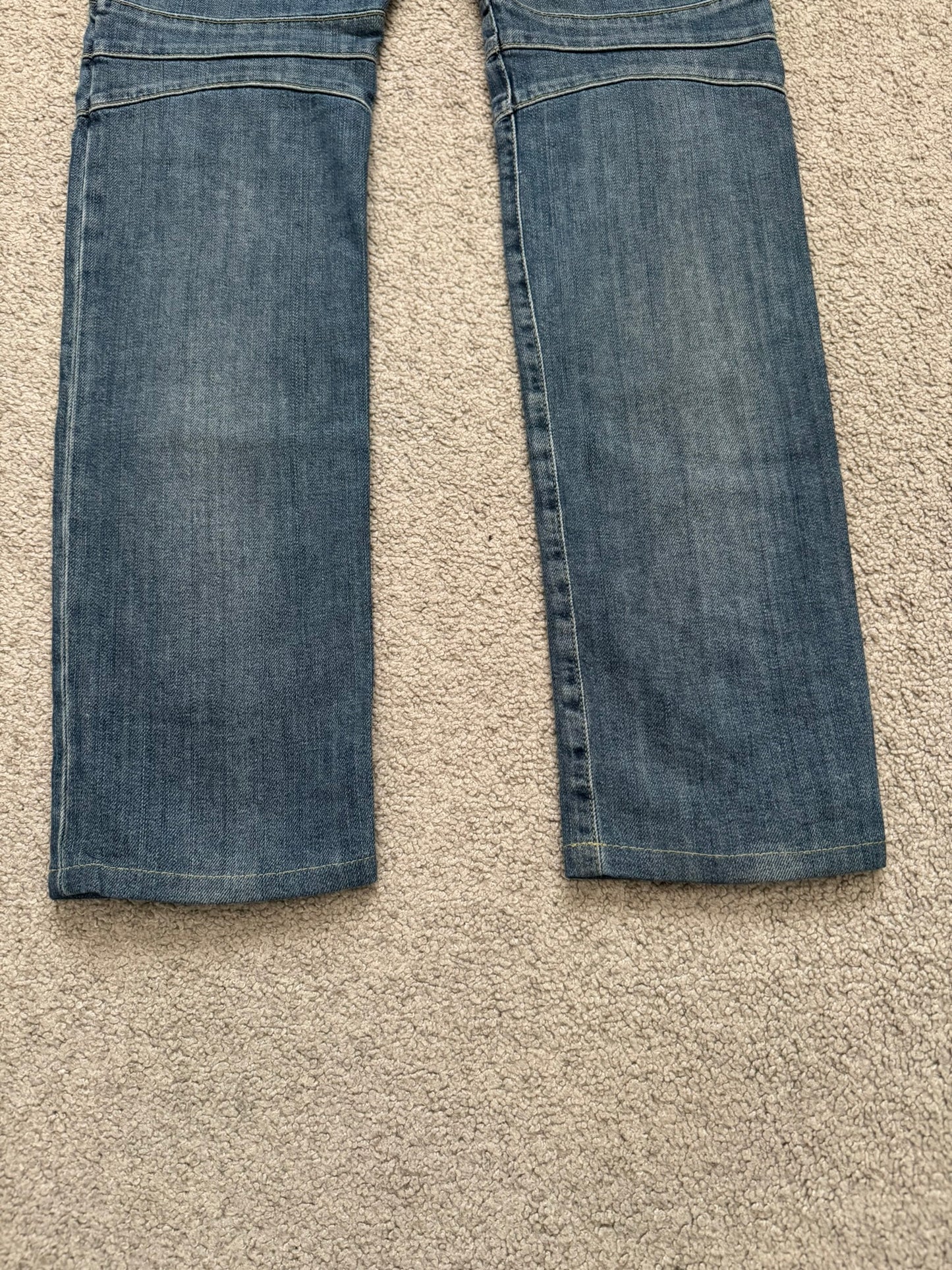 Balmain by Christophe Decarnin Washed Blue Zip Biker Denim Jeans