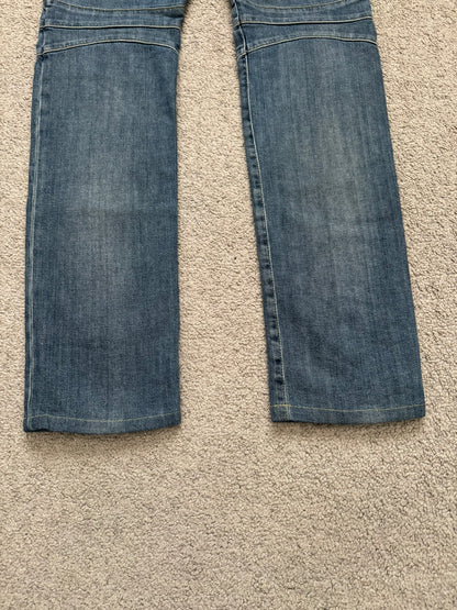 Balmain by Christophe Decarnin Washed Blue Zip Biker Denim Jeans