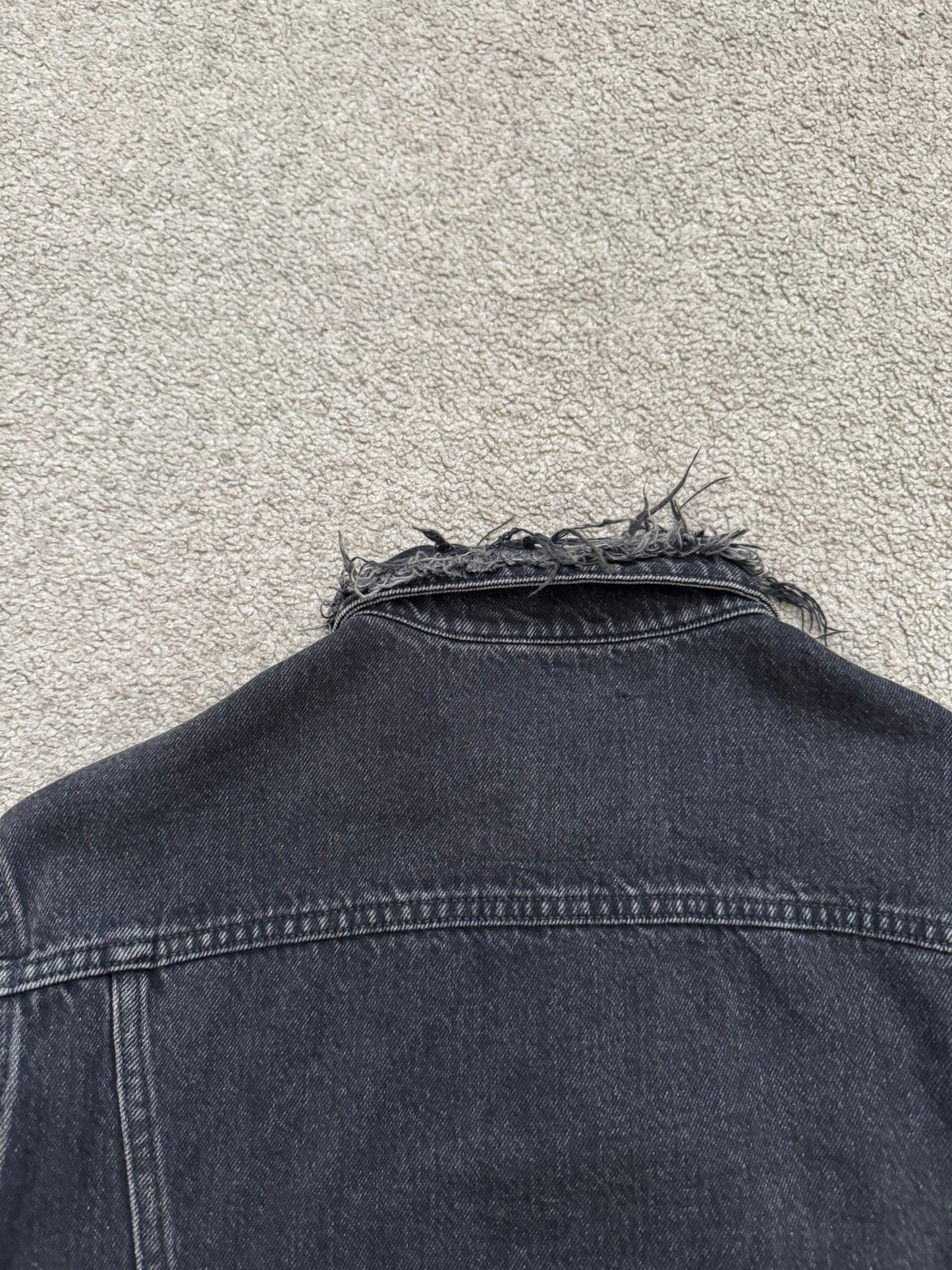 FW17 Balenciaga by Demna Distressed Collar Cropped Denim Jacket
