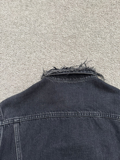 FW17 Balenciaga by Demna Distressed Collar Cropped Denim Jacket