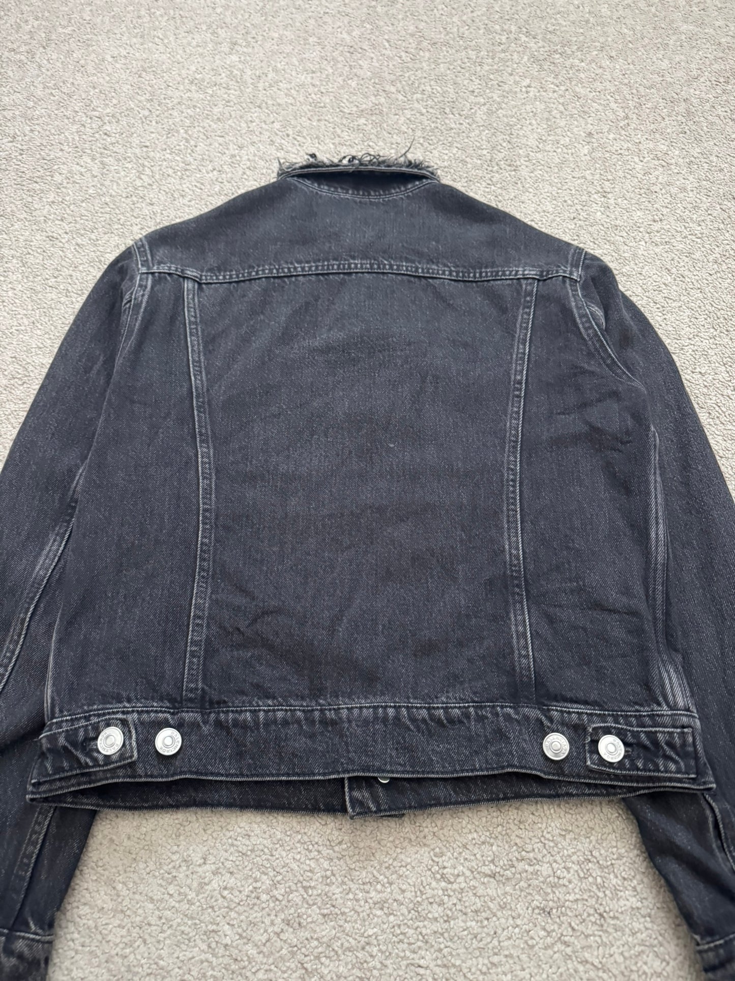 FW17 Balenciaga by Demna Distressed Collar Cropped Denim Jacket