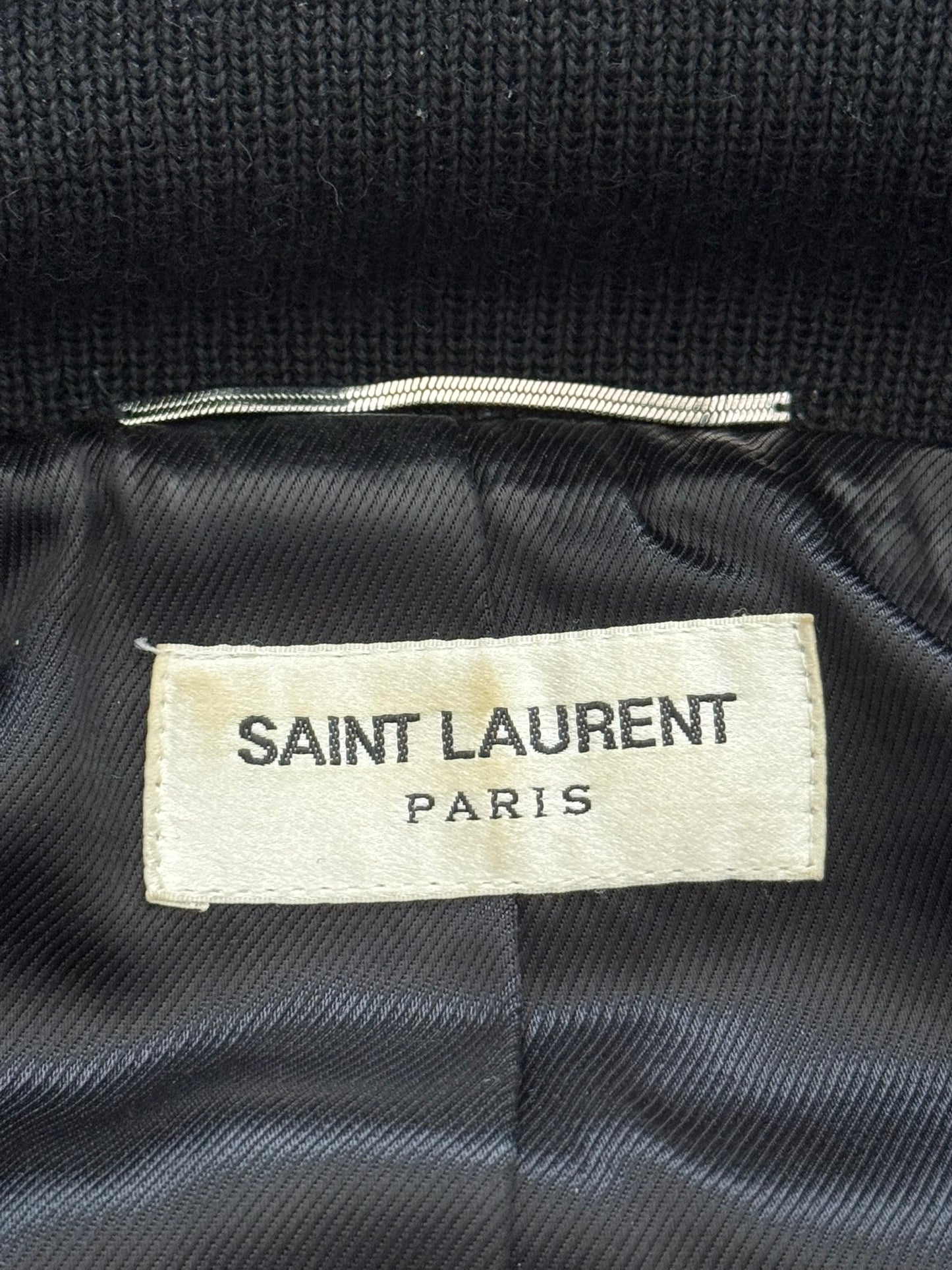 FW18 Saint Laurent Paris Teal Teddy Varsity Bomber Jacket