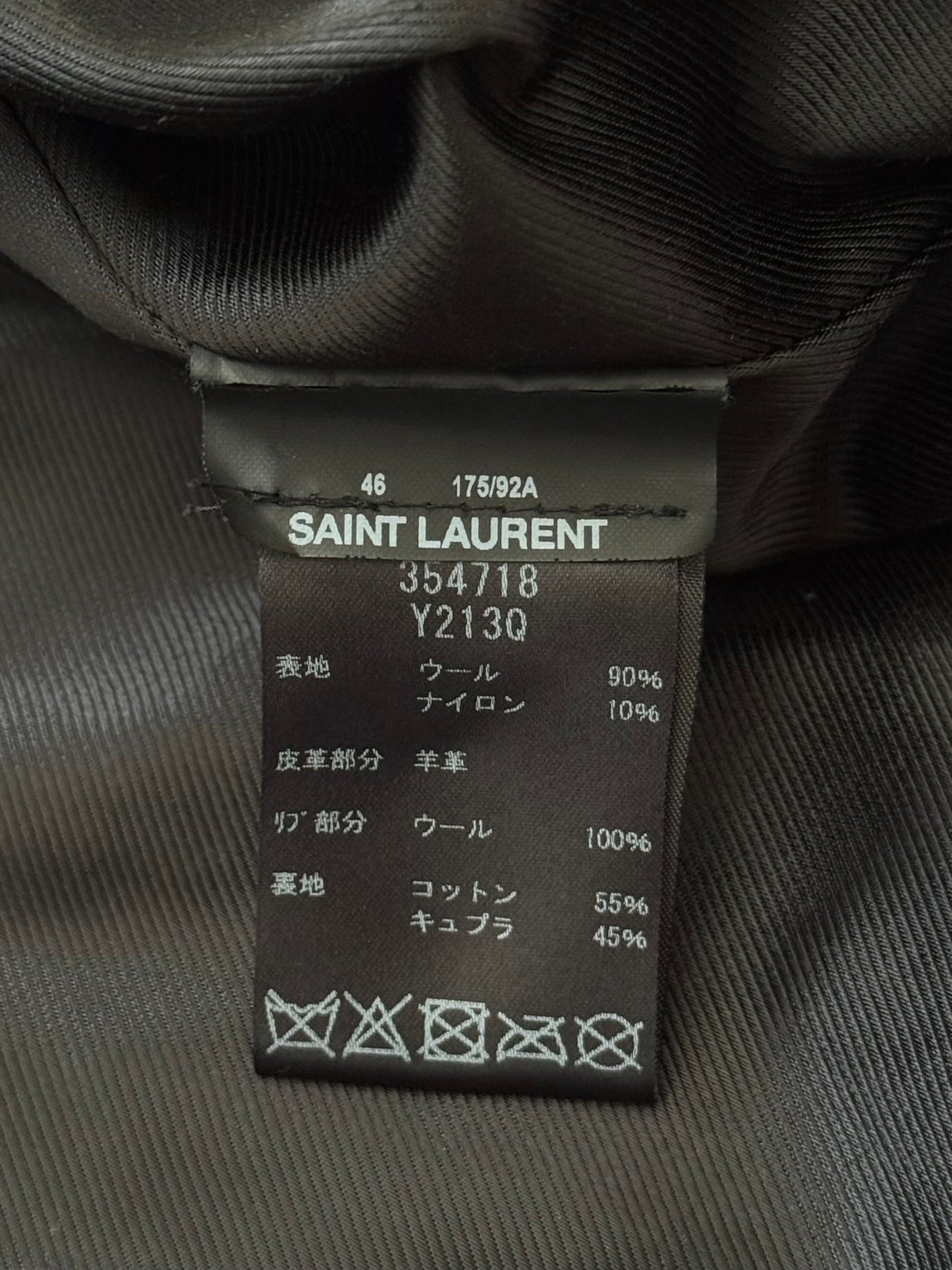 FW18 Saint Laurent Paris Teal Teddy Varsity Bomber Jacket