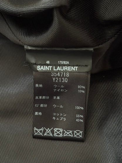 FW18 Saint Laurent Paris Teal Teddy Varsity Bomber Jacket