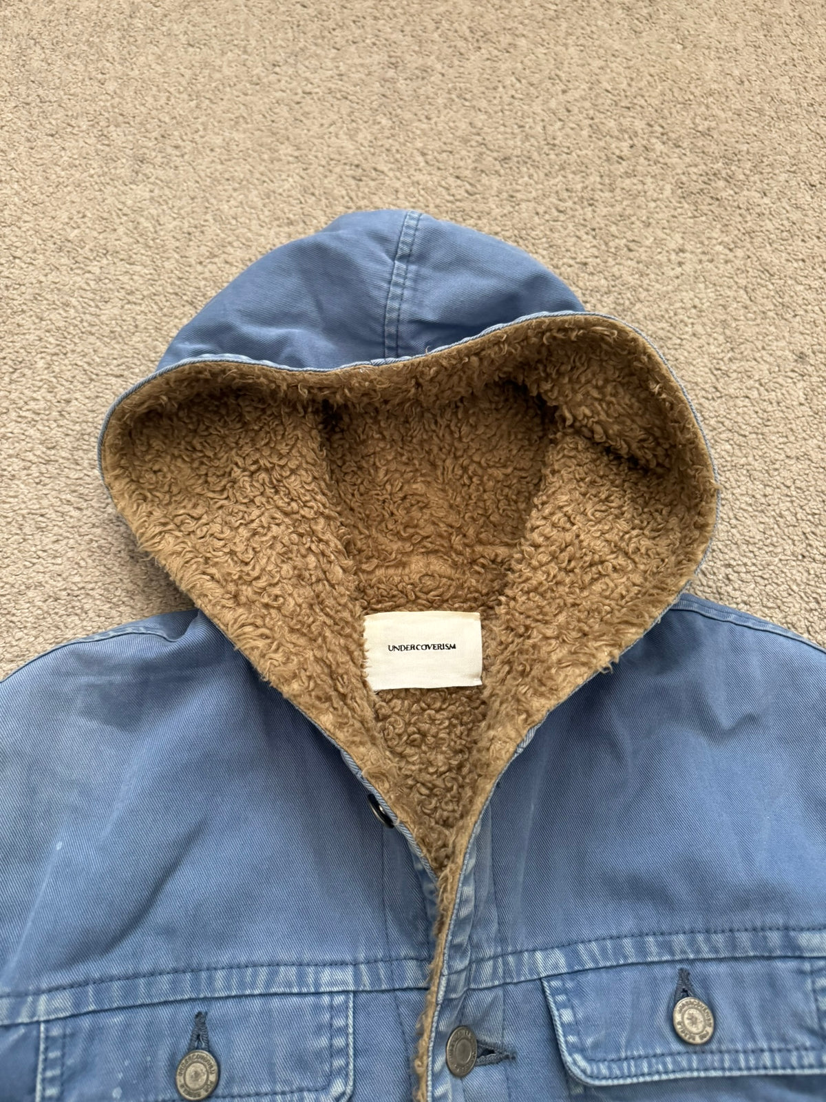 FW11 Undercover Faded Sherpa Hooded Trucker Jacket