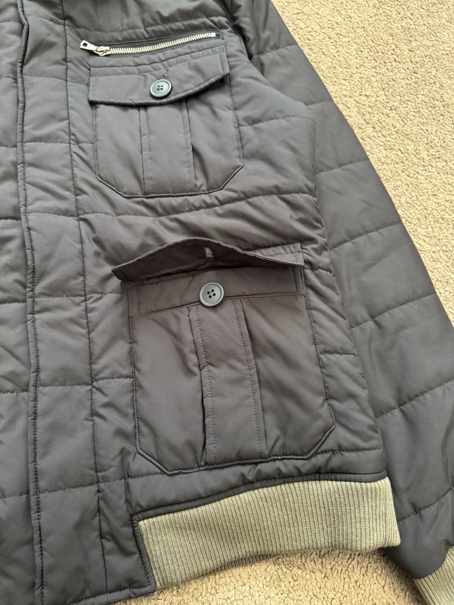 AW07 Undercover "Knit" Military Cargo Zipper Puffer Jacket