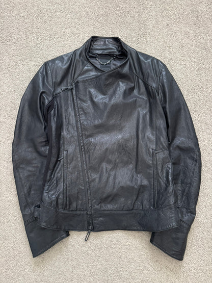 GalaabenD Black Draped Biker/Rider Leather Jacket