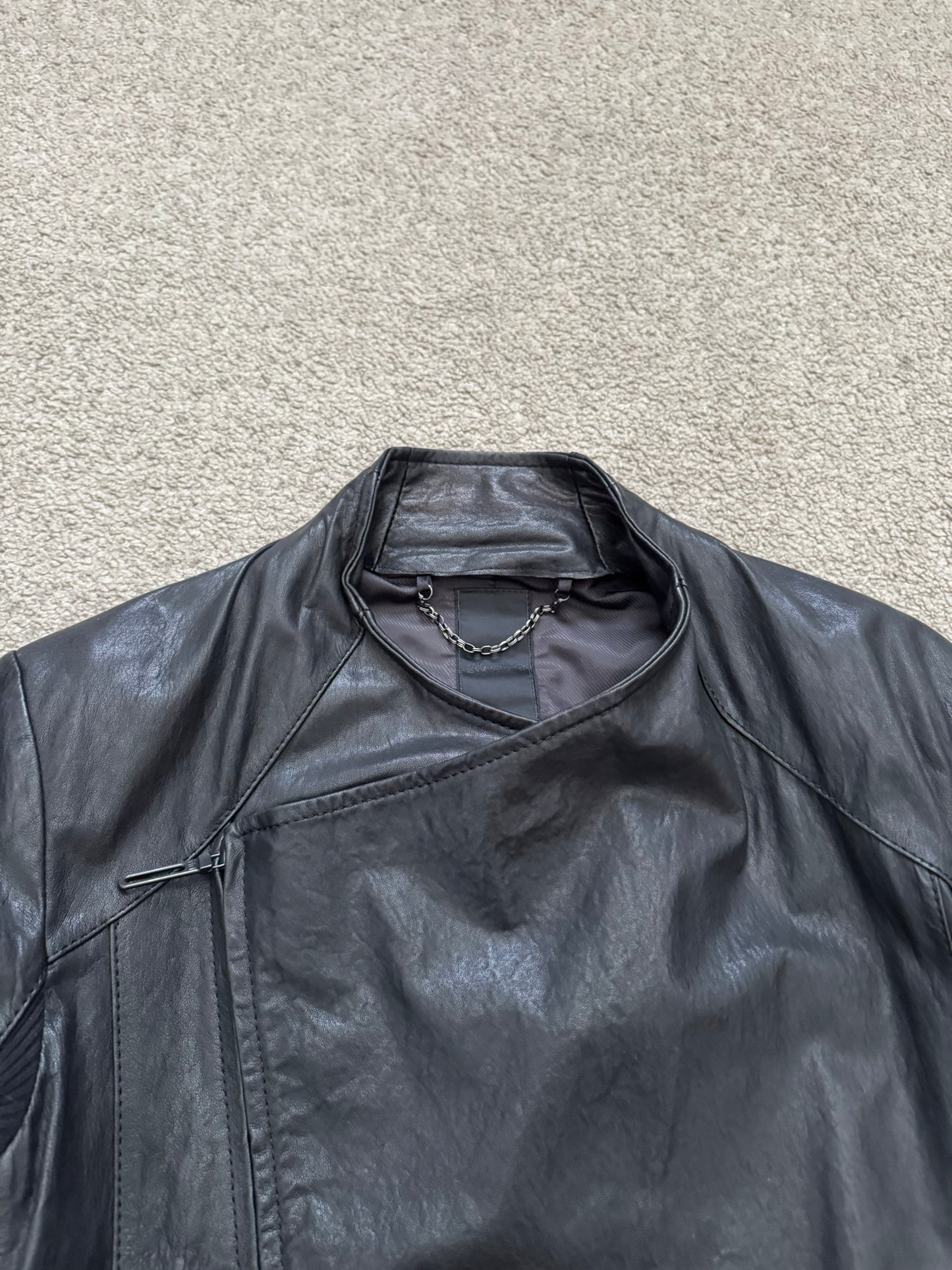 GalaabenD Black Draped Biker/Rider Leather Jacket