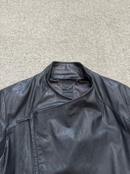 GalaabenD Black Draped Biker/Rider Leather Jacket