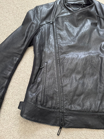 GalaabenD Black Draped Biker/Rider Leather Jacket