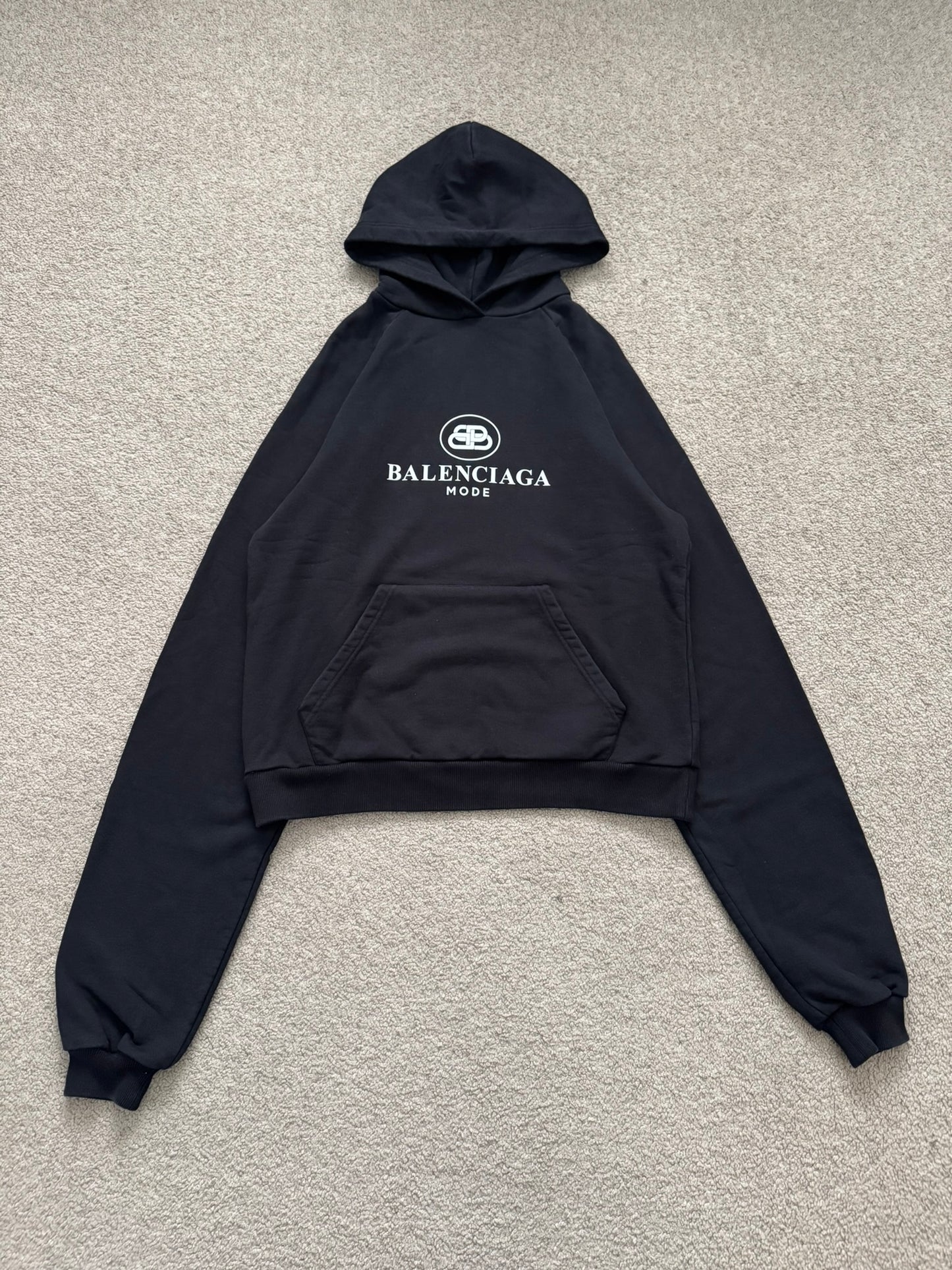 SS20 Balenciaga "Mode" Black Raglan Pullover Hoodie