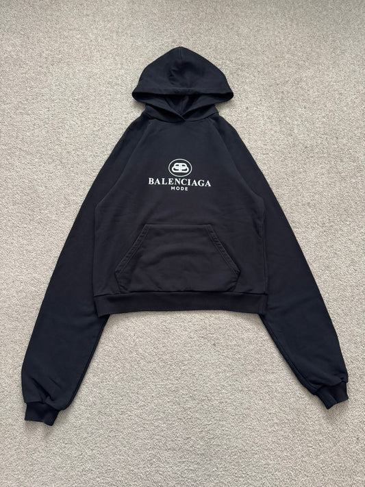 SS20 Balenciaga "Mode" Black Raglan Pullover Hoodie