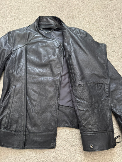 GalaabenD Black Draped Biker/Rider Leather Jacket