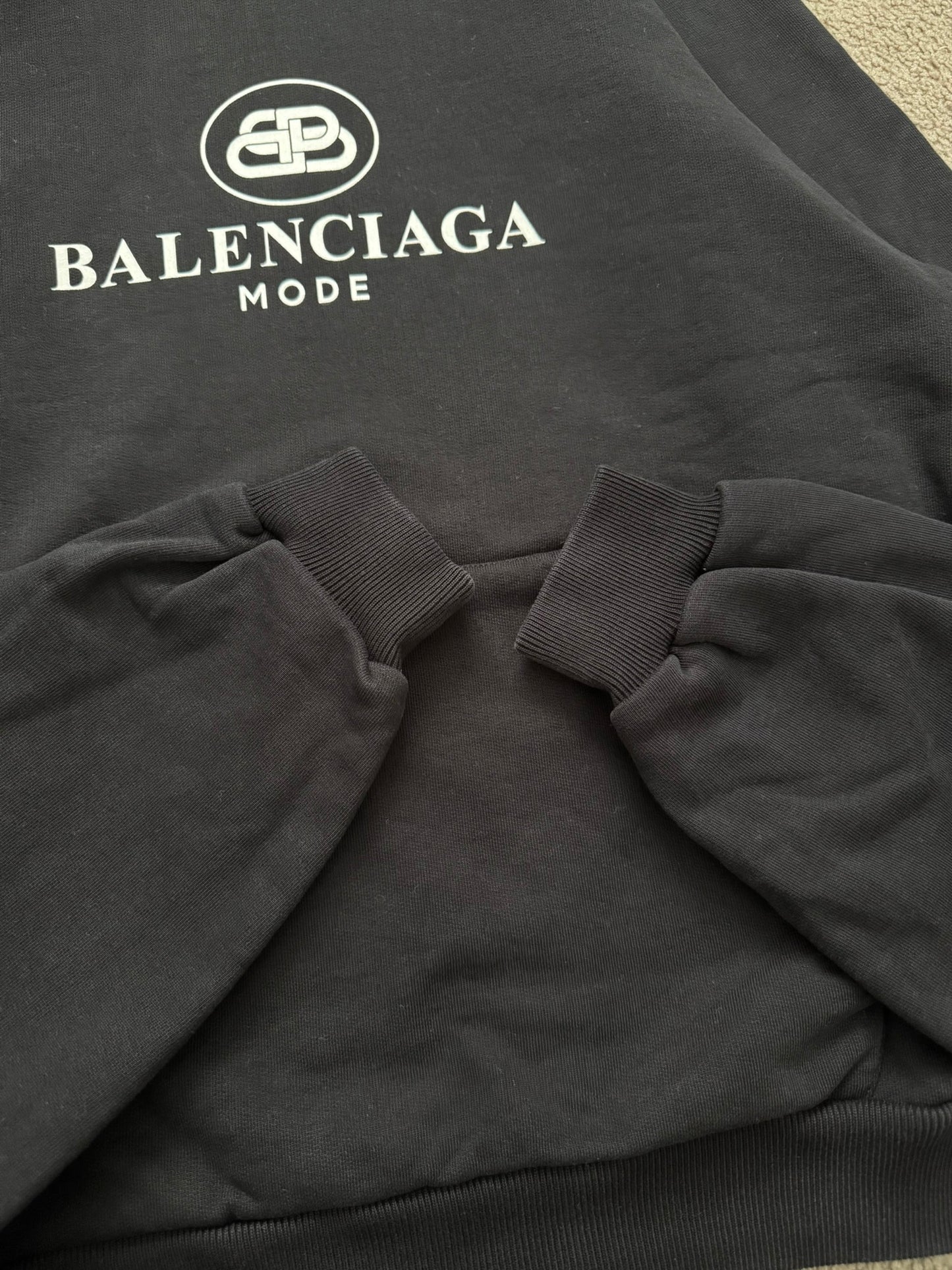SS20 Balenciaga "Mode" Black Raglan Pullover Hoodie