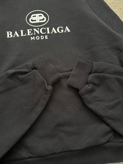 SS20 Balenciaga "Mode" Black Raglan Pullover Hoodie