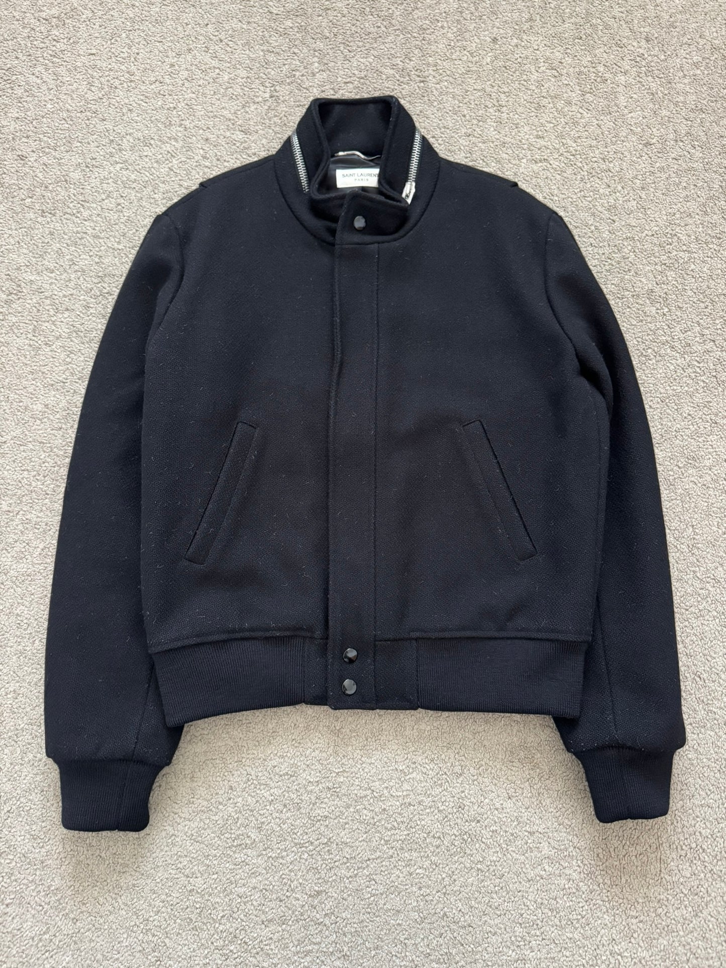 FW15 Saint Laurent by Hedi Slimane Zip Collar Wool Teddy Jacket