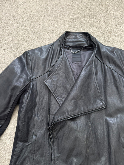 GalaabenD Black Draped Biker/Rider Leather Jacket