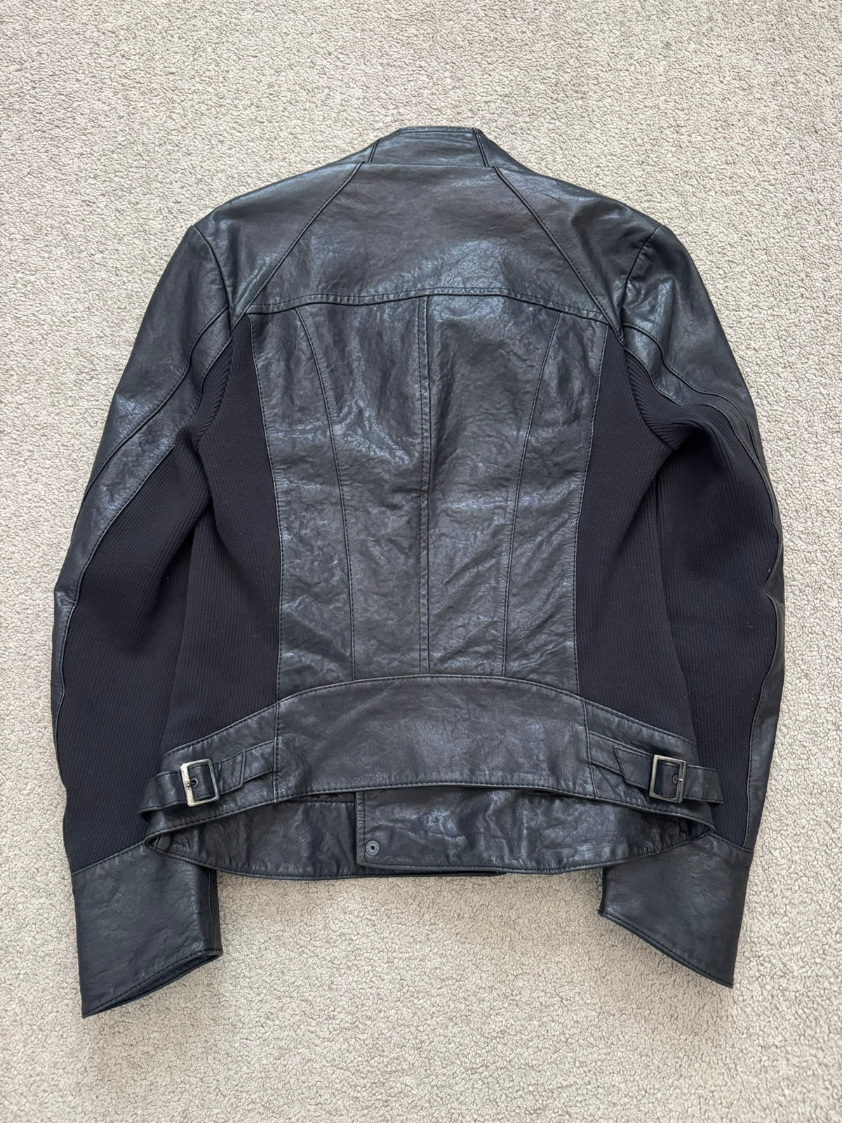 GalaabenD Black Draped Biker/Rider Leather Jacket