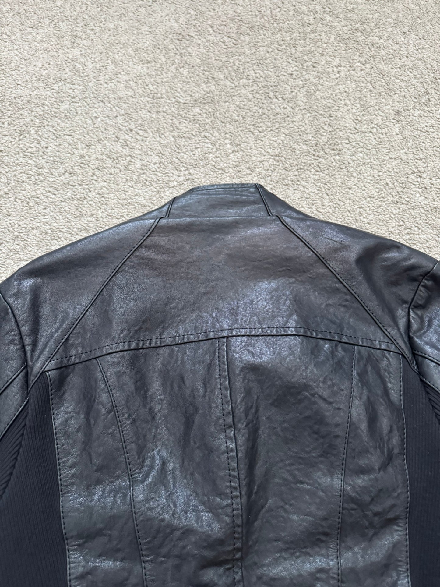 GalaabenD Black Draped Biker/Rider Leather Jacket