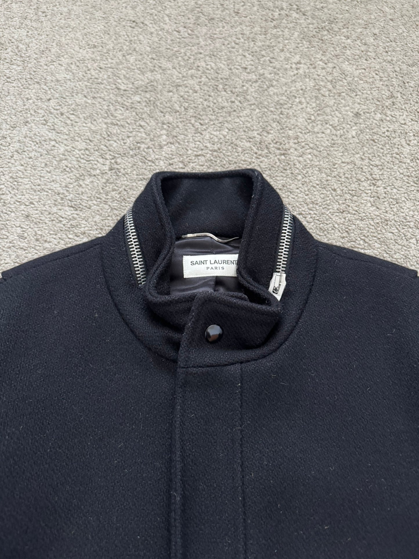FW15 Saint Laurent by Hedi Slimane Zip Collar Wool Teddy Jacket