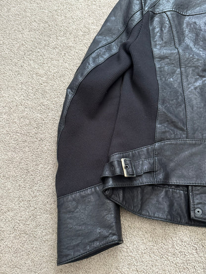 GalaabenD Black Draped Biker/Rider Leather Jacket