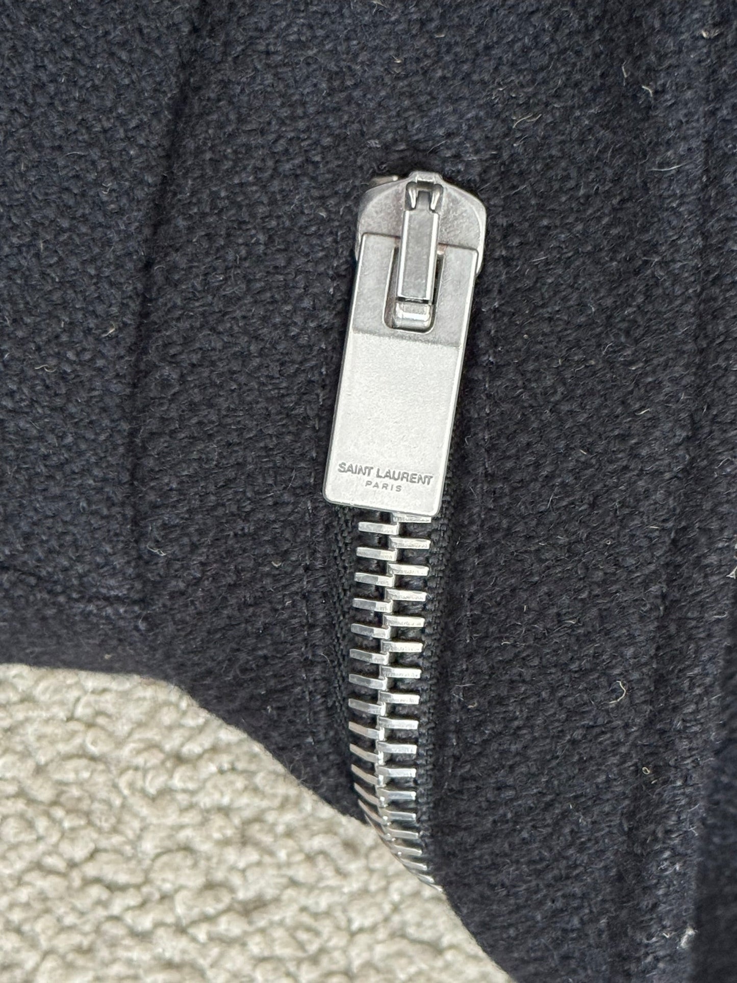 FW15 Saint Laurent by Hedi Slimane Zip Collar Wool Teddy Jacket