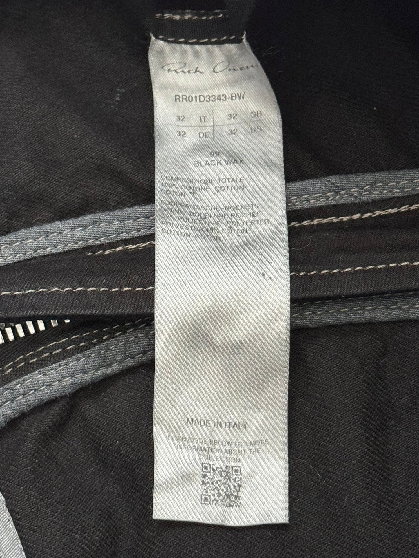 SS24 Rick Owens Mainline "Lido" Waxed Bolan Banana Cut Denim Jeans