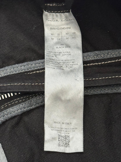 SS24 Rick Owens Mainline "Lido" Waxed Bolan Banana Cut Denim Jeans
