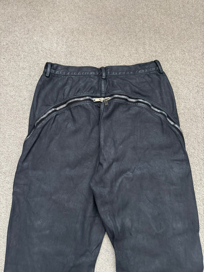 SS24 Rick Owens Mainline "Lido" Waxed Bolan Banana Cut Denim Jeans