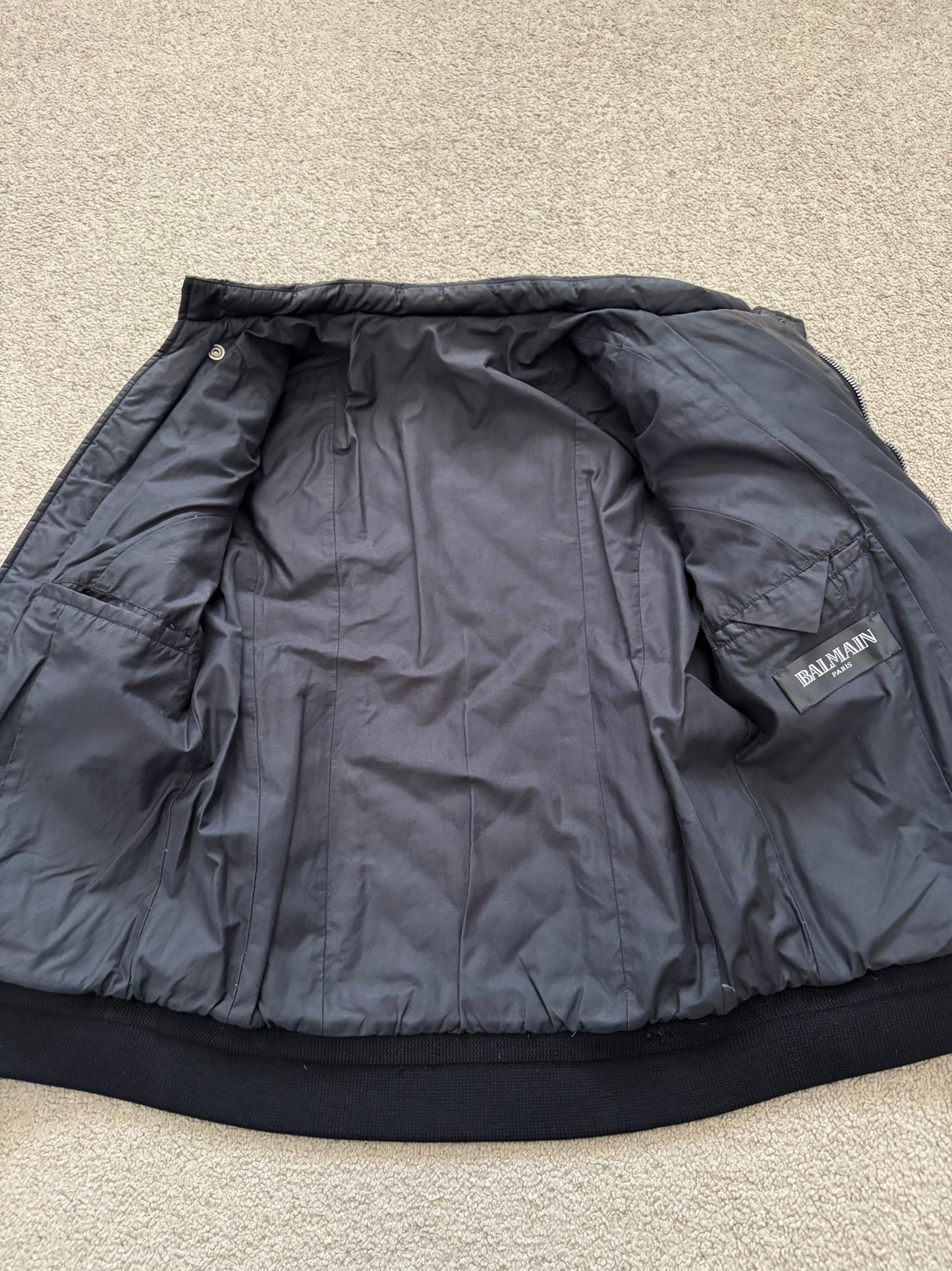 FW12 Balmain by Olivier Rousteing Quilted Down Biker Zip Jacket