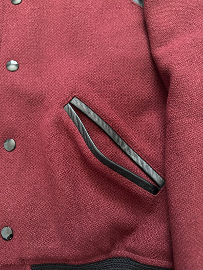 FW16 Saint Laurent by Hedi Slimane Red Teddy Varsity Bomber Jacket