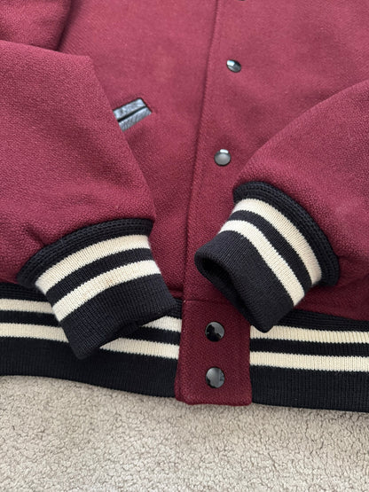 FW16 Saint Laurent by Hedi Slimane Red Teddy Varsity Bomber Jacket