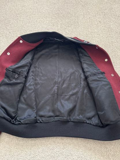 FW16 Saint Laurent by Hedi Slimane Red Teddy Varsity Bomber Jacket