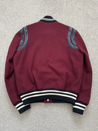 FW16 Saint Laurent by Hedi Slimane Red Teddy Varsity Bomber Jacket