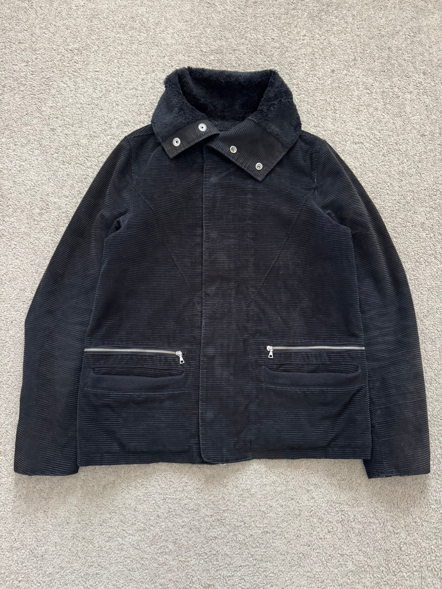 AW05 Undercover "Arts & Crafts" Black Corduroy Sherpa Jacket