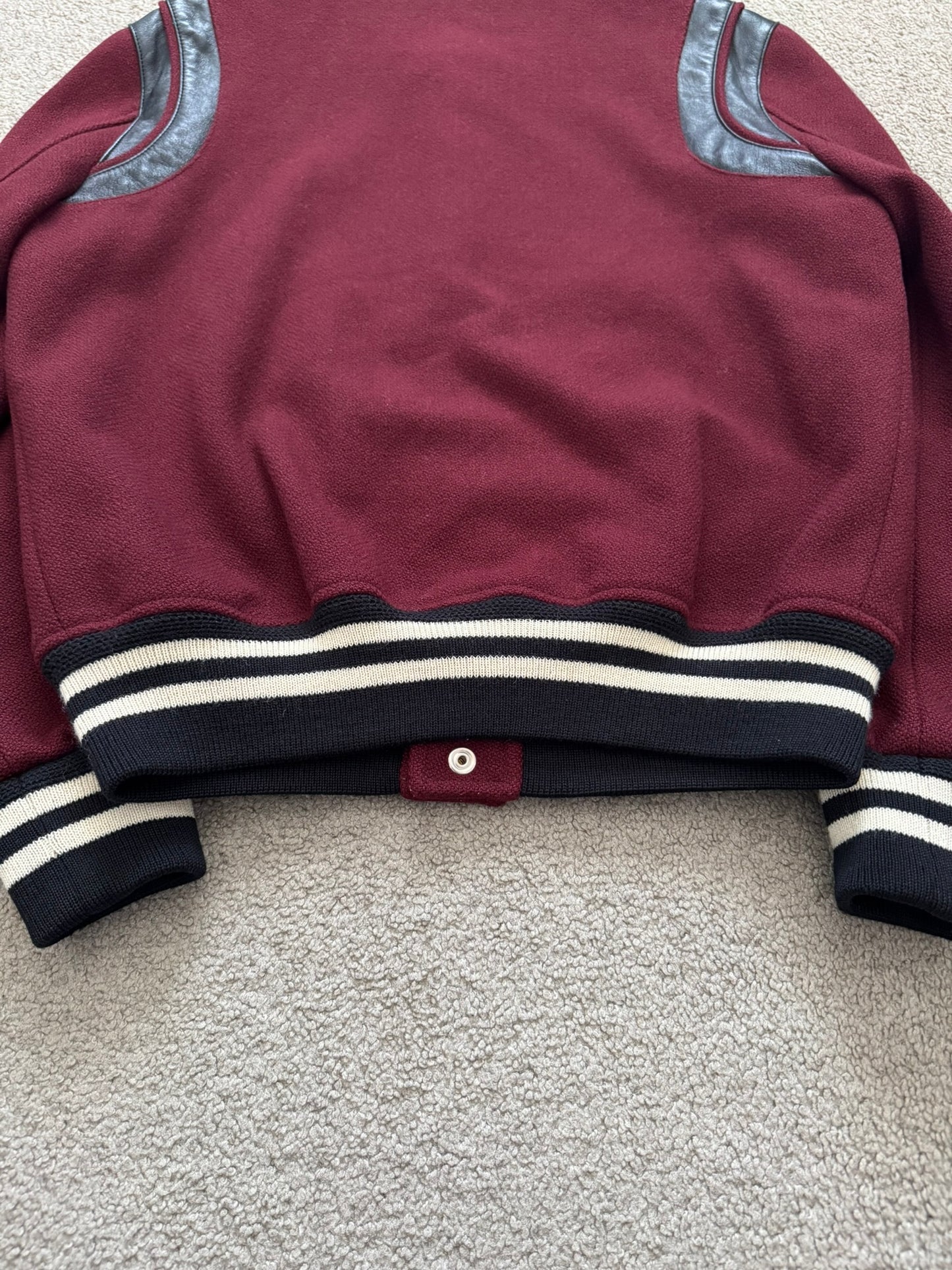 FW16 Saint Laurent by Hedi Slimane Red Teddy Varsity Bomber Jacket