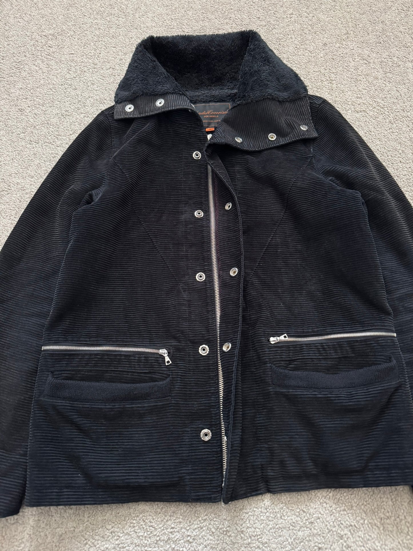 AW05 Undercover "Arts & Crafts" Black Corduroy Sherpa Jacket
