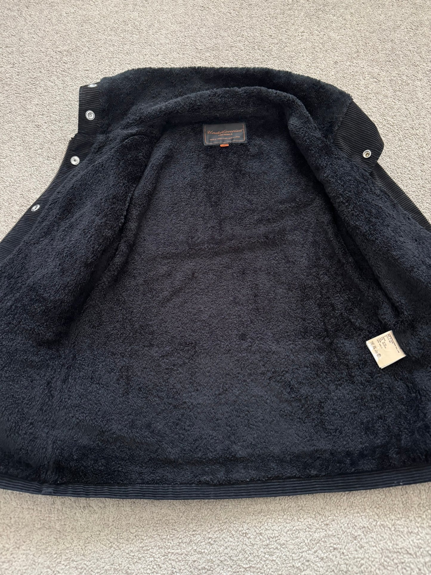AW05 Undercover "Arts & Crafts" Black Corduroy Sherpa Jacket
