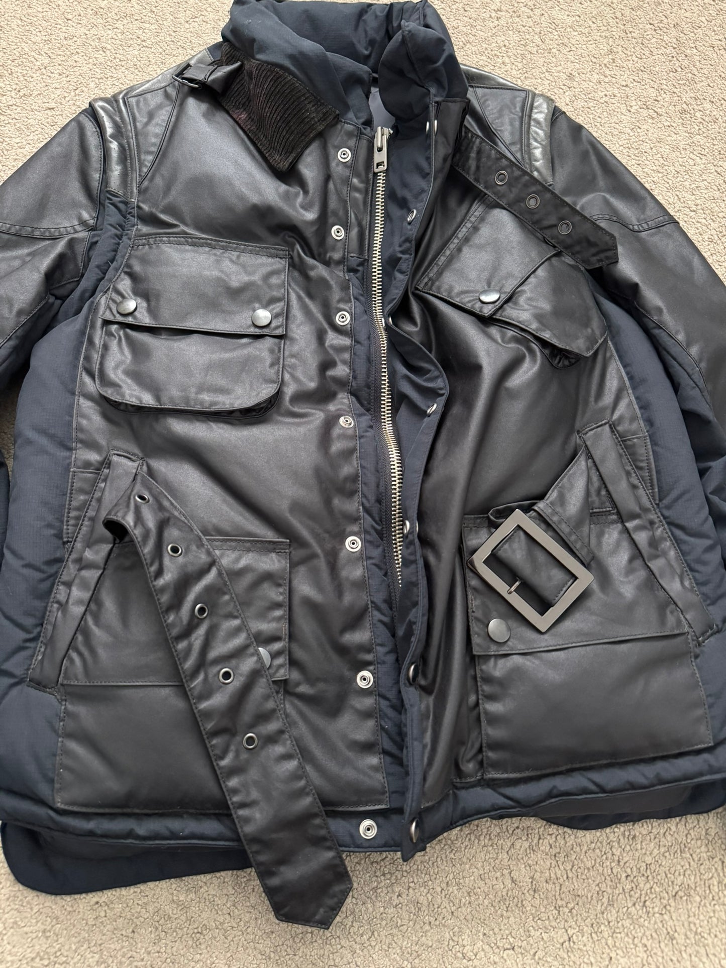 Mihara Yasuhiro Hybrid Nylon/Leather Down Puffer Jacket