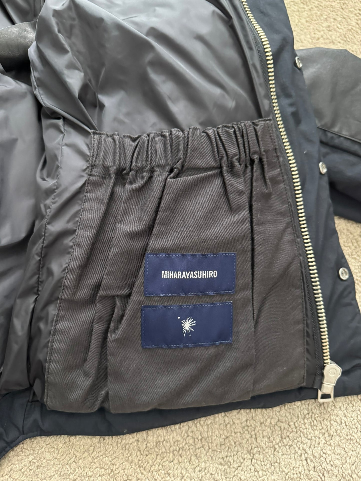 Mihara Yasuhiro Hybrid Nylon/Leather Down Puffer Jacket