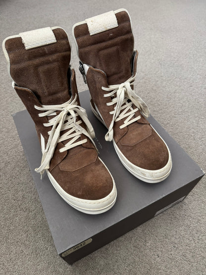 FW22 Rick Owens Mainline Dust Suede Geobasket High Top Sneakers