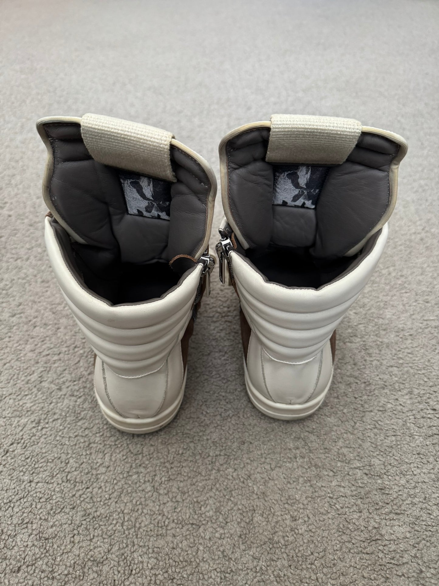 FW22 Rick Owens Mainline Dust Suede Geobasket High Top Sneakers