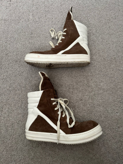 FW22 Rick Owens Mainline Dust Suede Geobasket High Top Sneakers