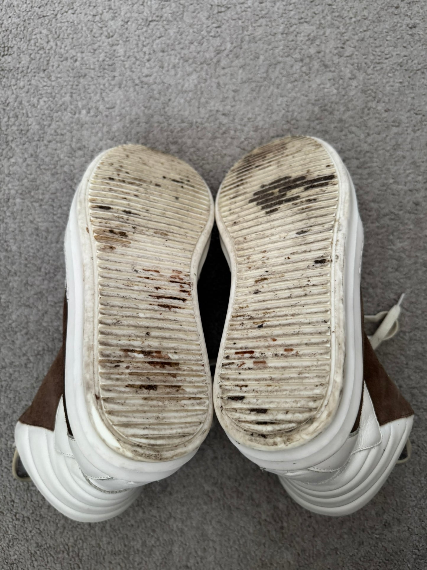 FW22 Rick Owens Mainline Dust Suede Geobasket High Top Sneakers