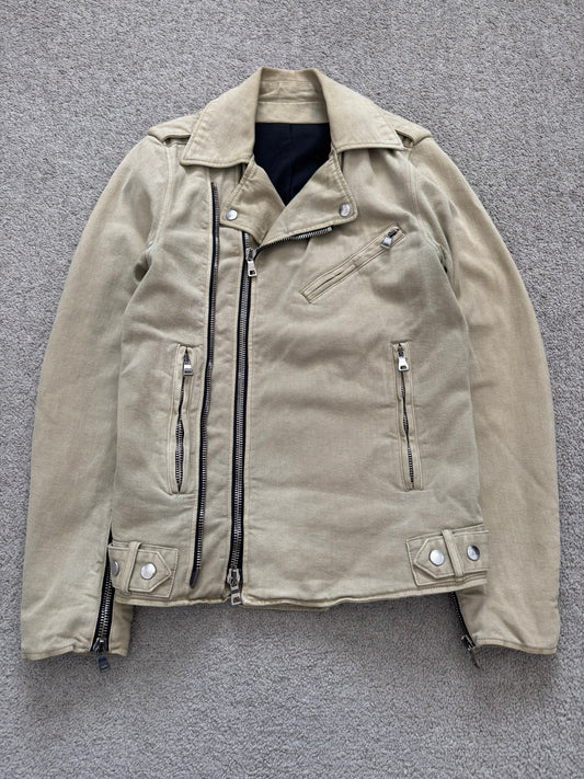 SS15 Balmain by Olivier Rousteing Beige Cotton Biker Jacket