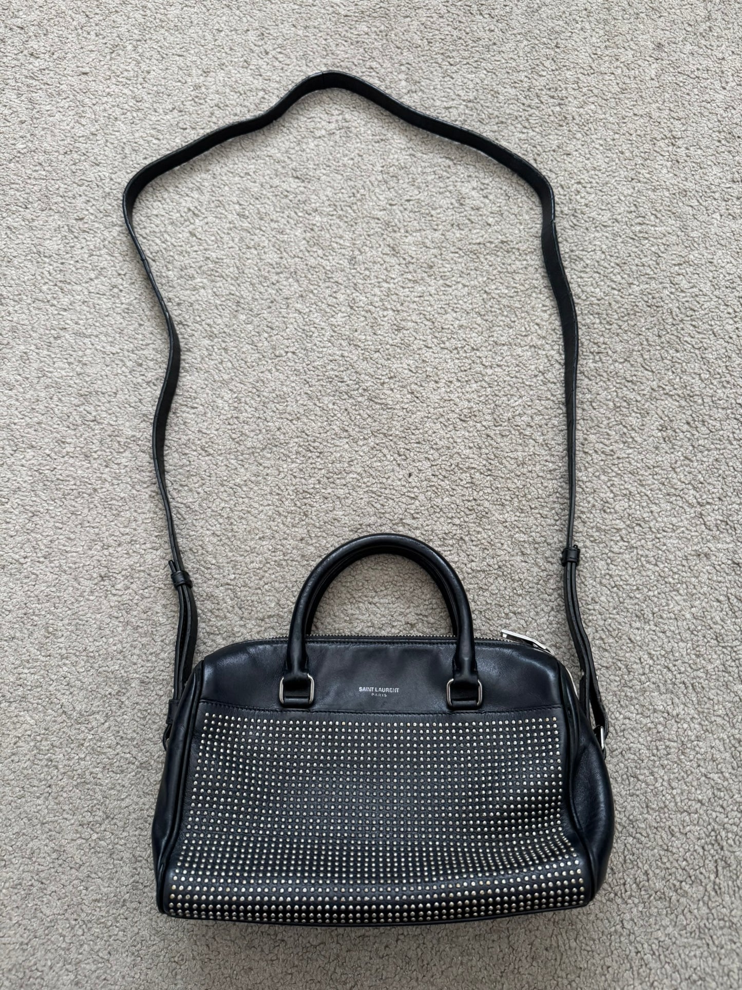 FW13 Saint Laurent by Hedi Slimane Studded Baby Duffle Leather Bag