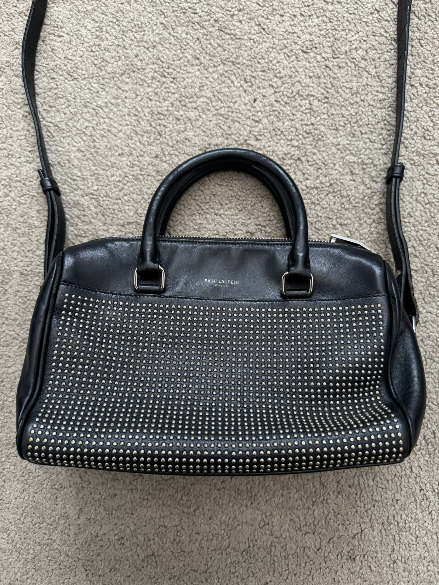 FW13 Saint Laurent by Hedi Slimane Studded Baby Duffle Leather Bag