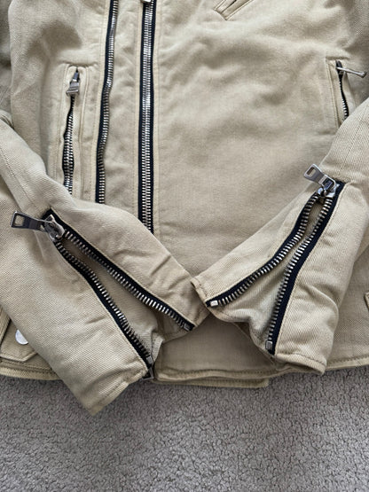 SS15 Balmain by Olivier Rousteing Beige Cotton Biker Jacket
